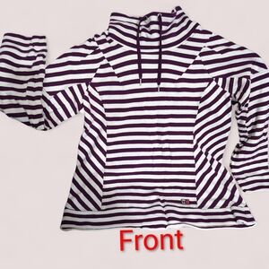 Original Tommy Hilfiger Purple & White Striped Turtleneck W/ Draw String Sweater